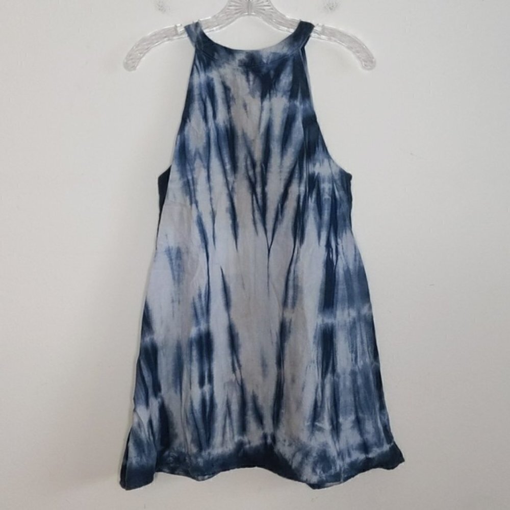 Moon River Blue Tie Dye Cotton Tunic Sundress Dress